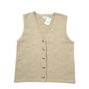 J.Crew Factory V-neck Button-Front Sweater Vest Tan Beige Women's Size Small